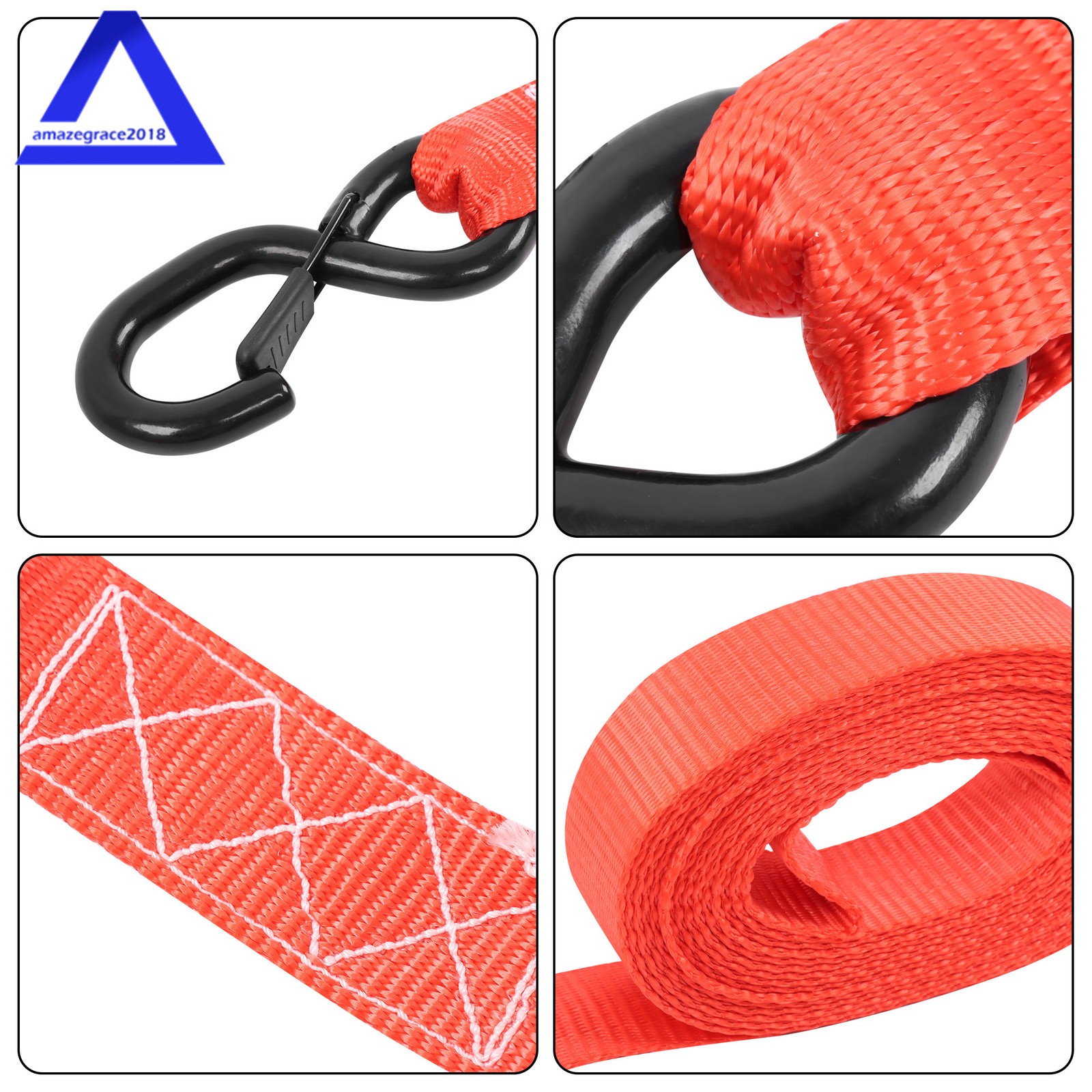4 Pack 1.6″ × 15 Feet Heavy Duty Tie Downs 5208Lbs Ratchet Straps W/ S Hook Red