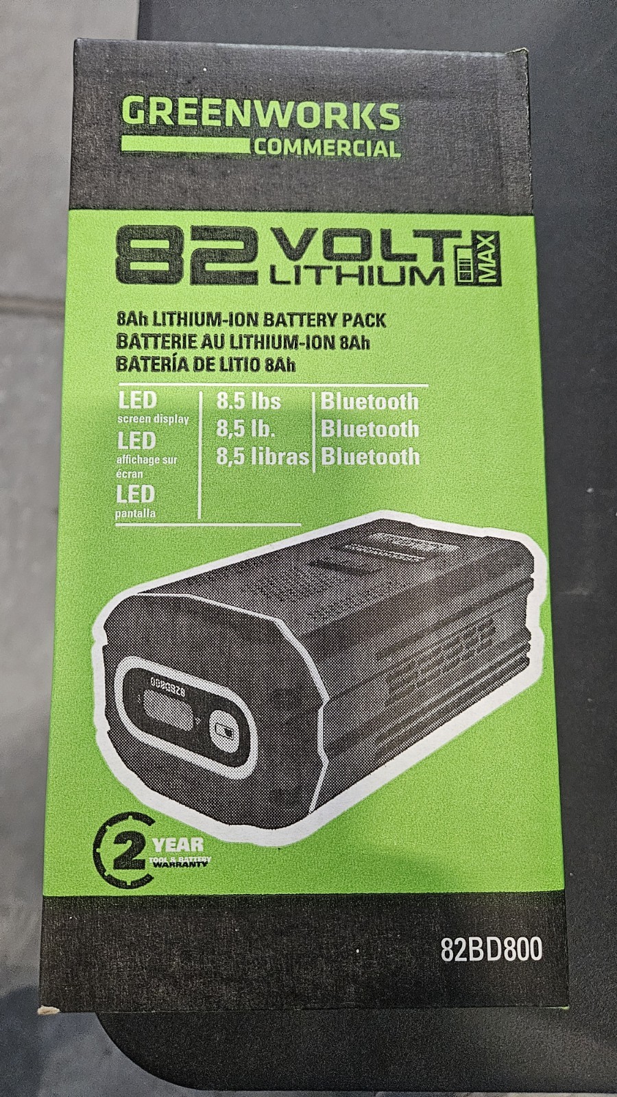 Greenworks 82V 8Ah Bluetooth Battery Digital Display 82BD800 – NEW