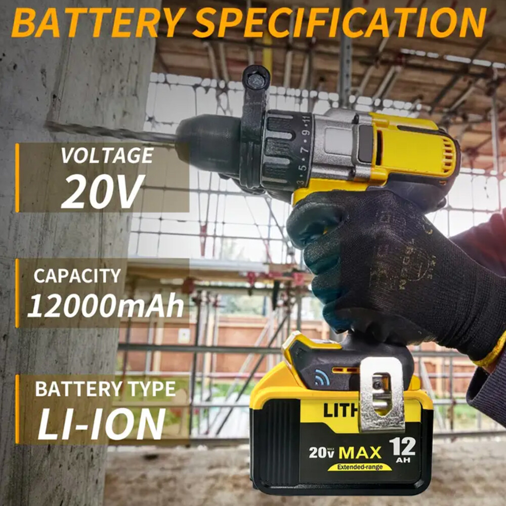 Pack For DeWalt 20V 20 Volt Max XR 12.0AH Lithium Ion Battery DCB206-2 DCB200-2