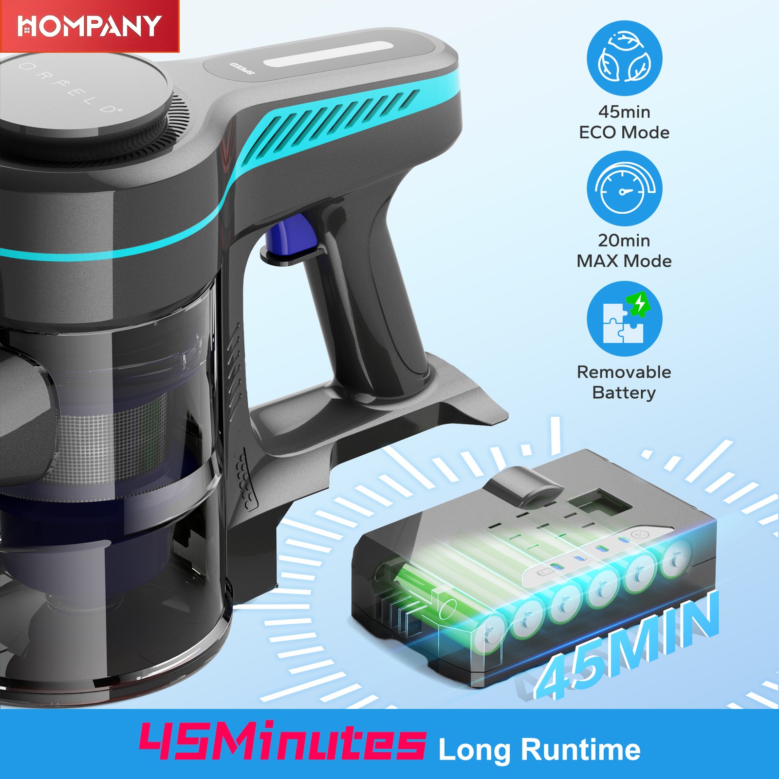 8-in-1 Cordless Vacuum Cleaner 1.5L Stick 45Kpa Lightweigh Rechargeable 45min