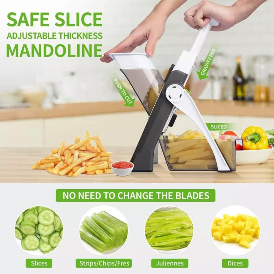 Safe Mandoline Slicer 5 in 1 Vegetable Chopper Food Potato Cutter Adjustable**++