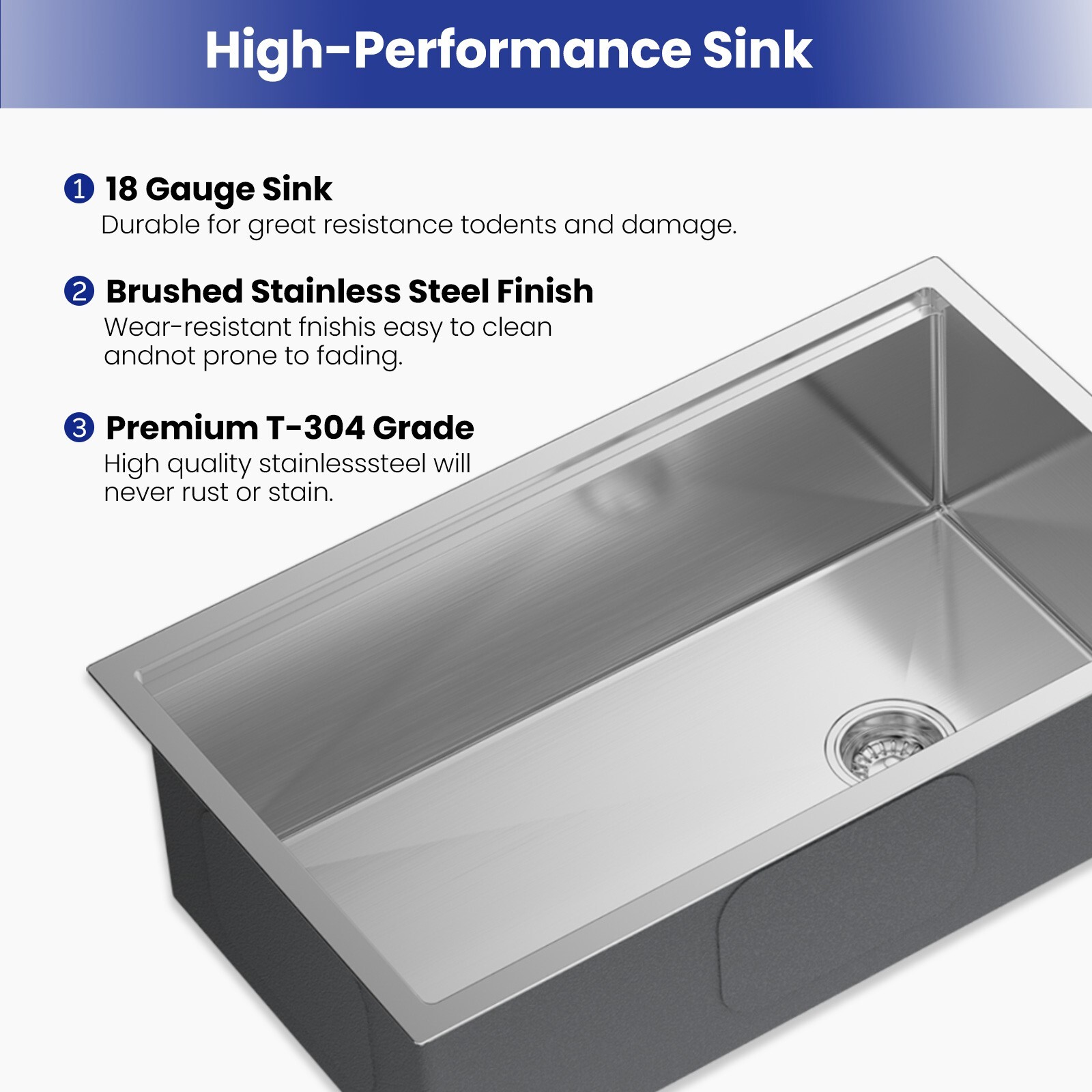 JOMOO 32″ Drop-In Kitchen Sink Workstation 18-Gauge Brushed Stainless Steel Bowl