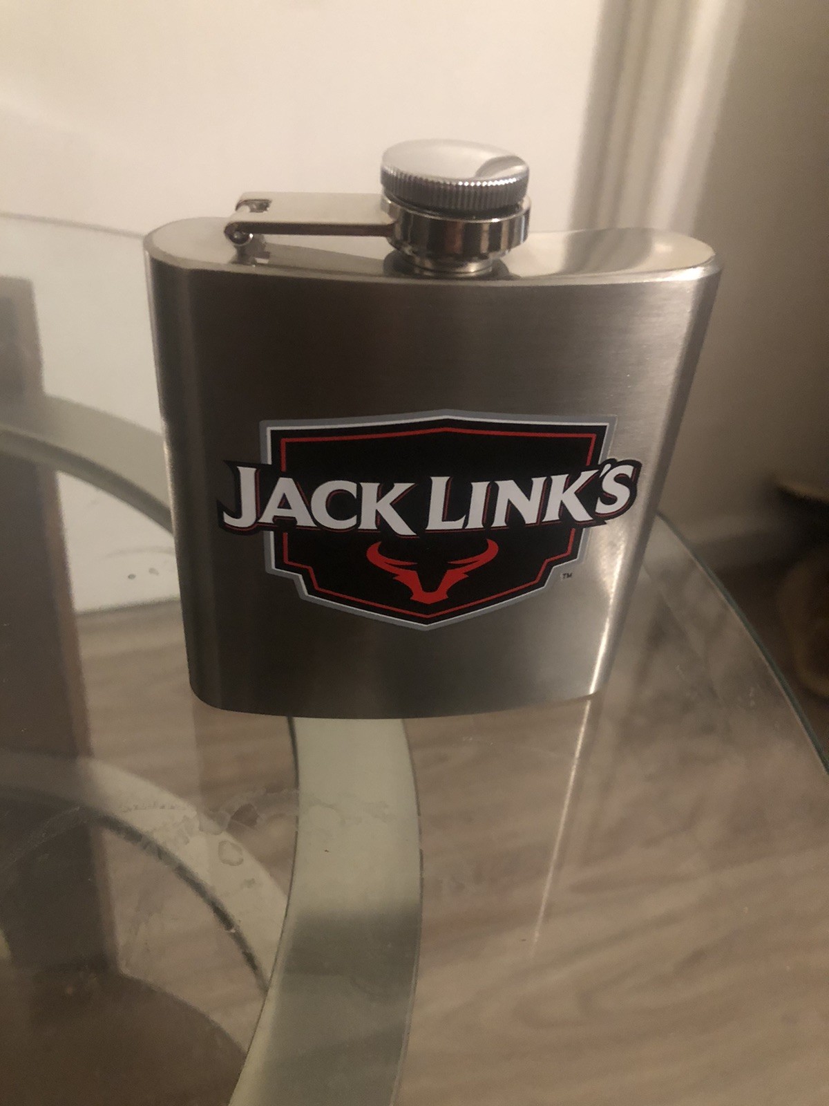 Jack Link’s 6 oz Stainless Steel Hip Flask Screw Cap, Silver Logo Design