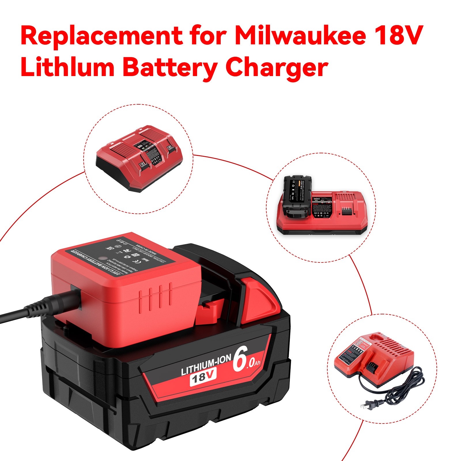 18V 8.0Ah Battery For Milwaukee for M18 Extended Lithium 48-11-1880/ Charger