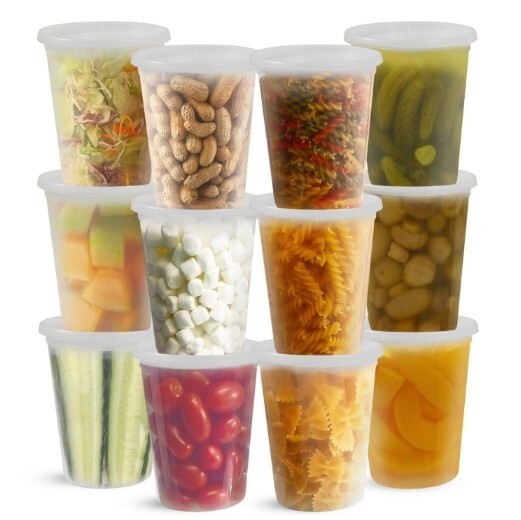 32 oz Heavy Duty Large Round Deli Food/Soup Plastic Containers w/ Lids BPA free