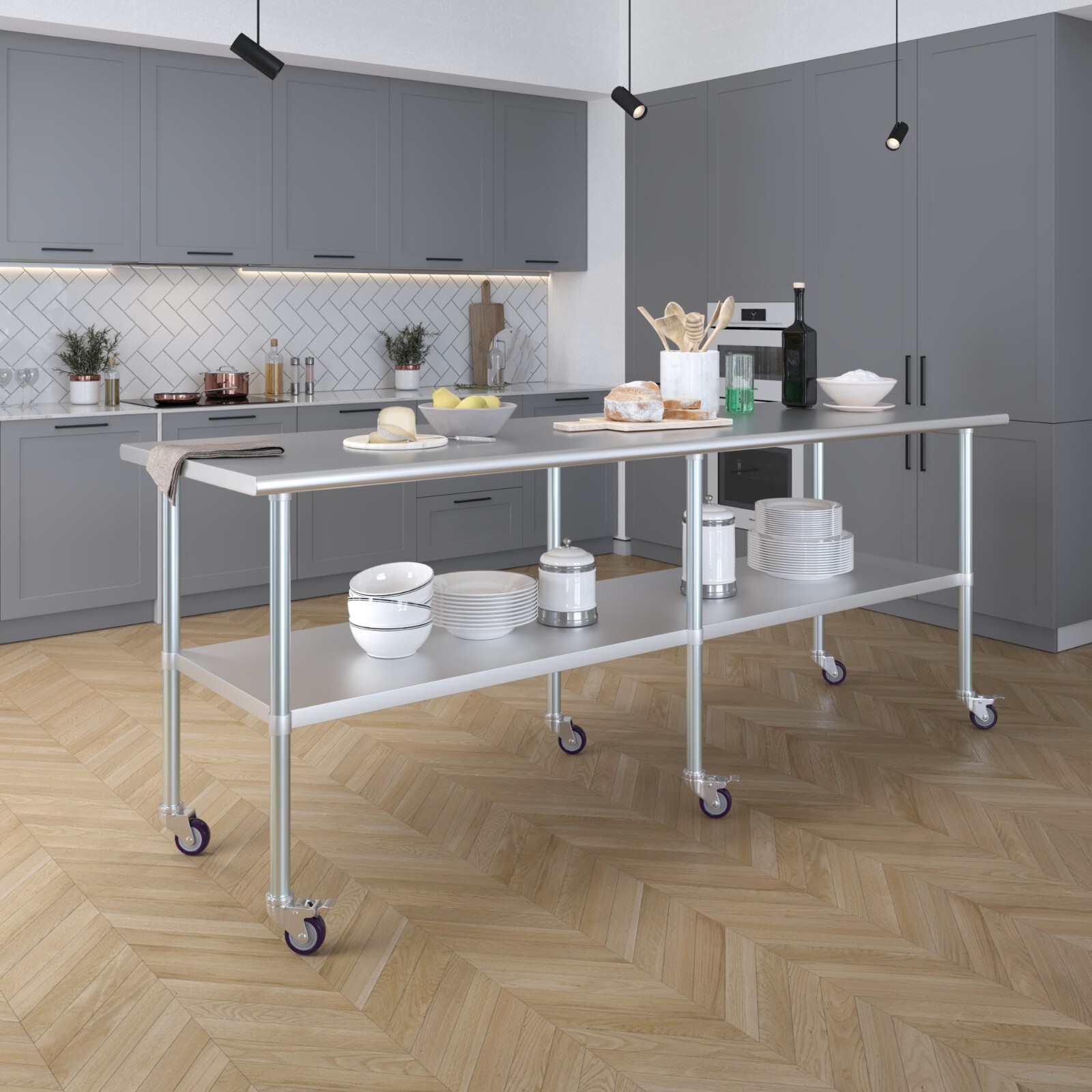 Stainless Steel Work Table With Wheels ()