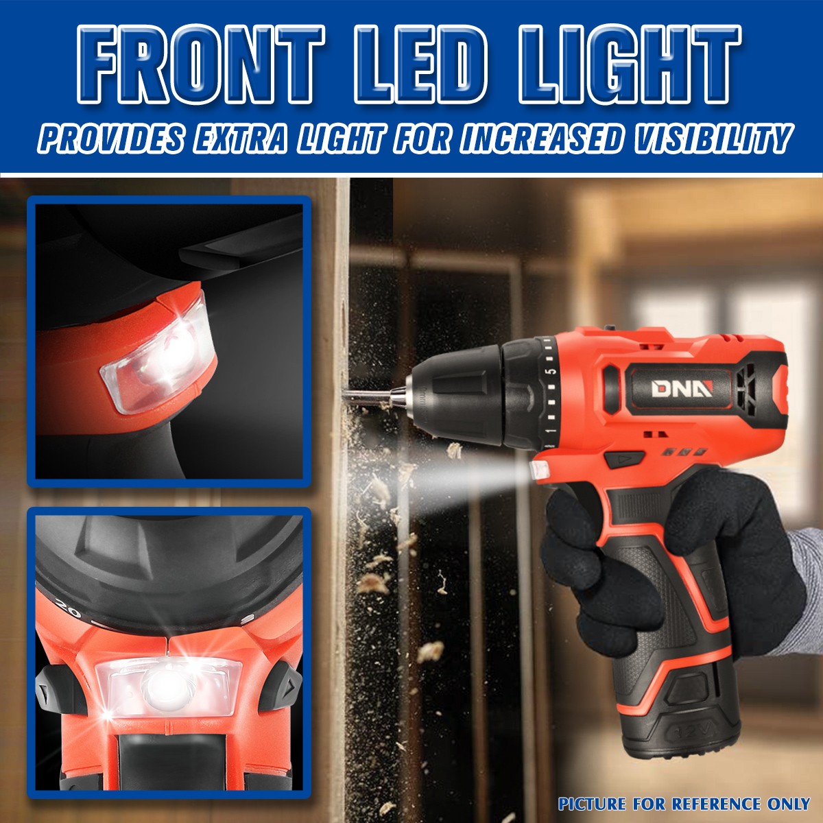 DNA Motoring 12V Electric Drill Cordless Electric Screwdriver Drill+Keyless Red