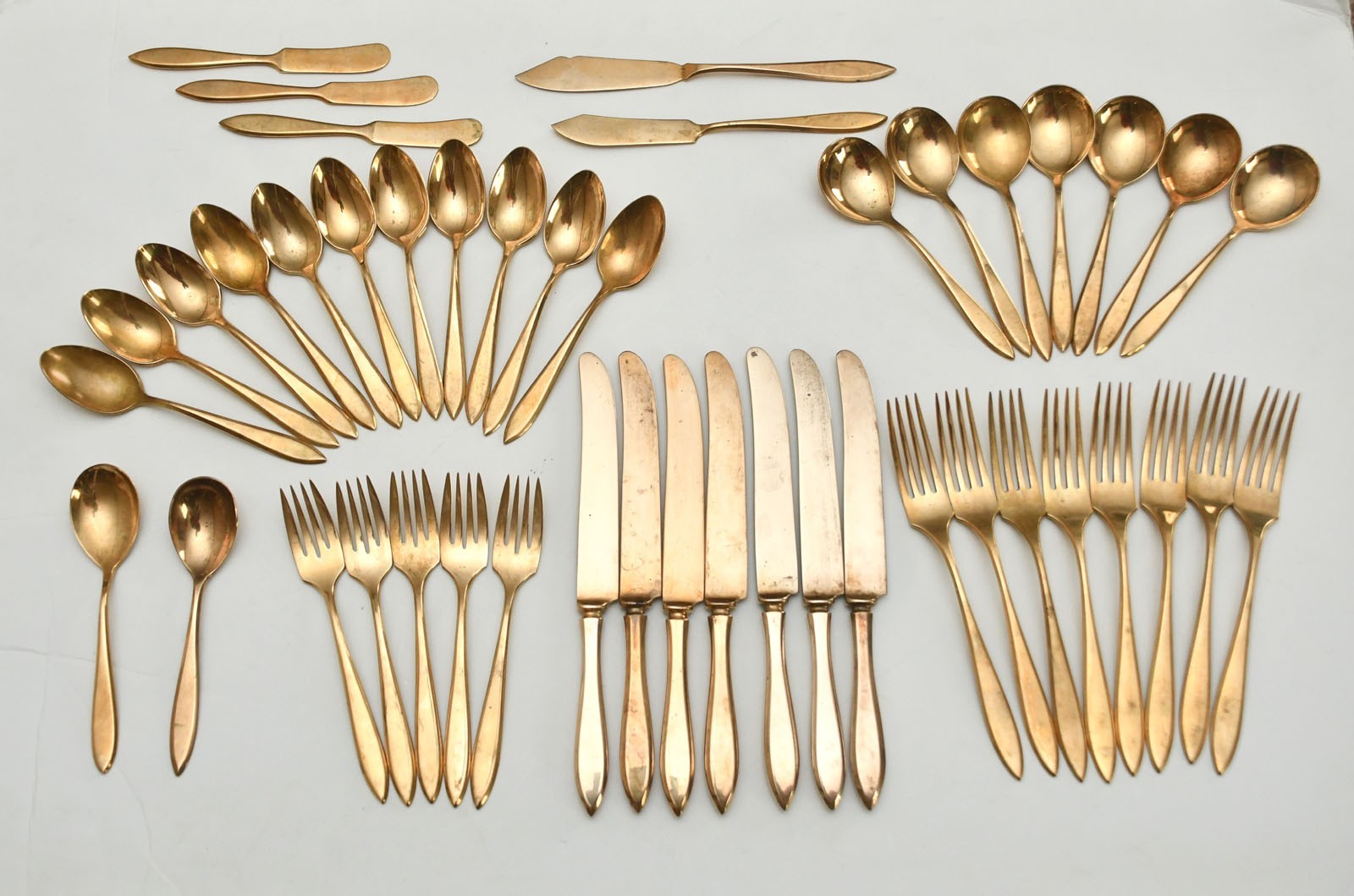DIRILYTE Dirigold – Gold Toned Finish Regal Flatware Sweden – Set of 45 Pieces