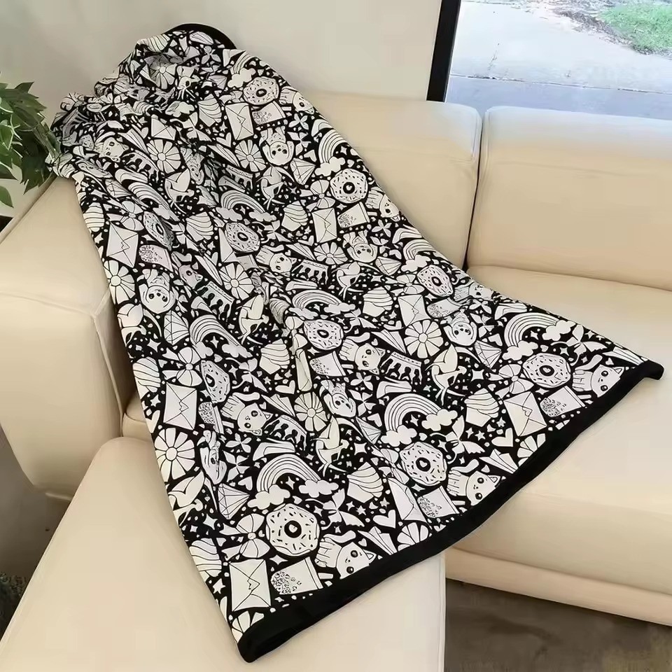 DIY Coloring Blanket 50×60 with 24 Washable Color Pens for Kids Adult Home Decor