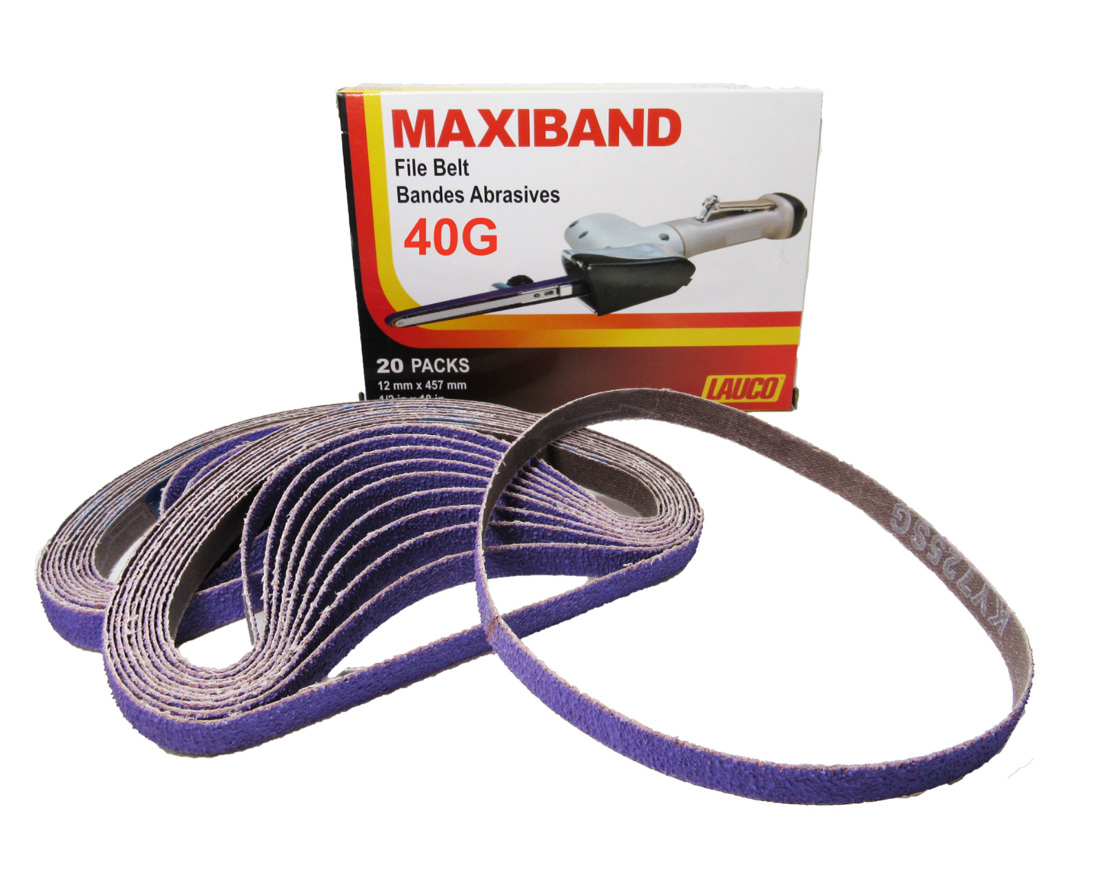 Purple File Sanding Belt Abrasive 1/2 in x 18 IN- Pack of 20 – GRIT 40