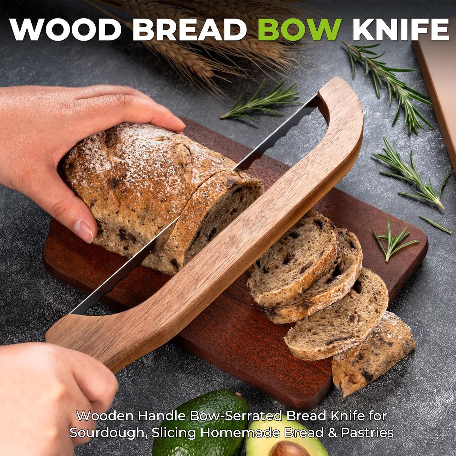 Bow-Style Bread Slicing Knife 15.7″ Even Cuts for Loaves & Baguettes