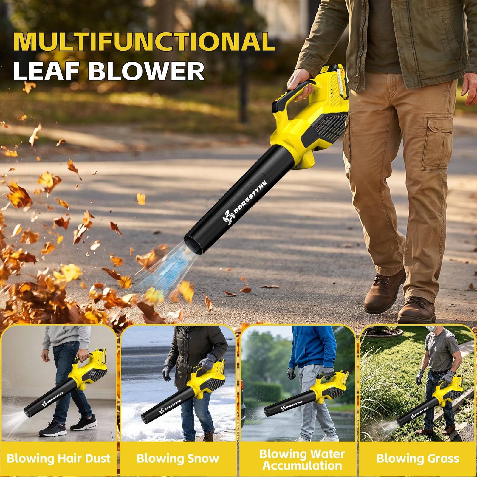 Leaf Blower Cordless,750CFM Electric Leaf Blower with Batteries and Fast Char…