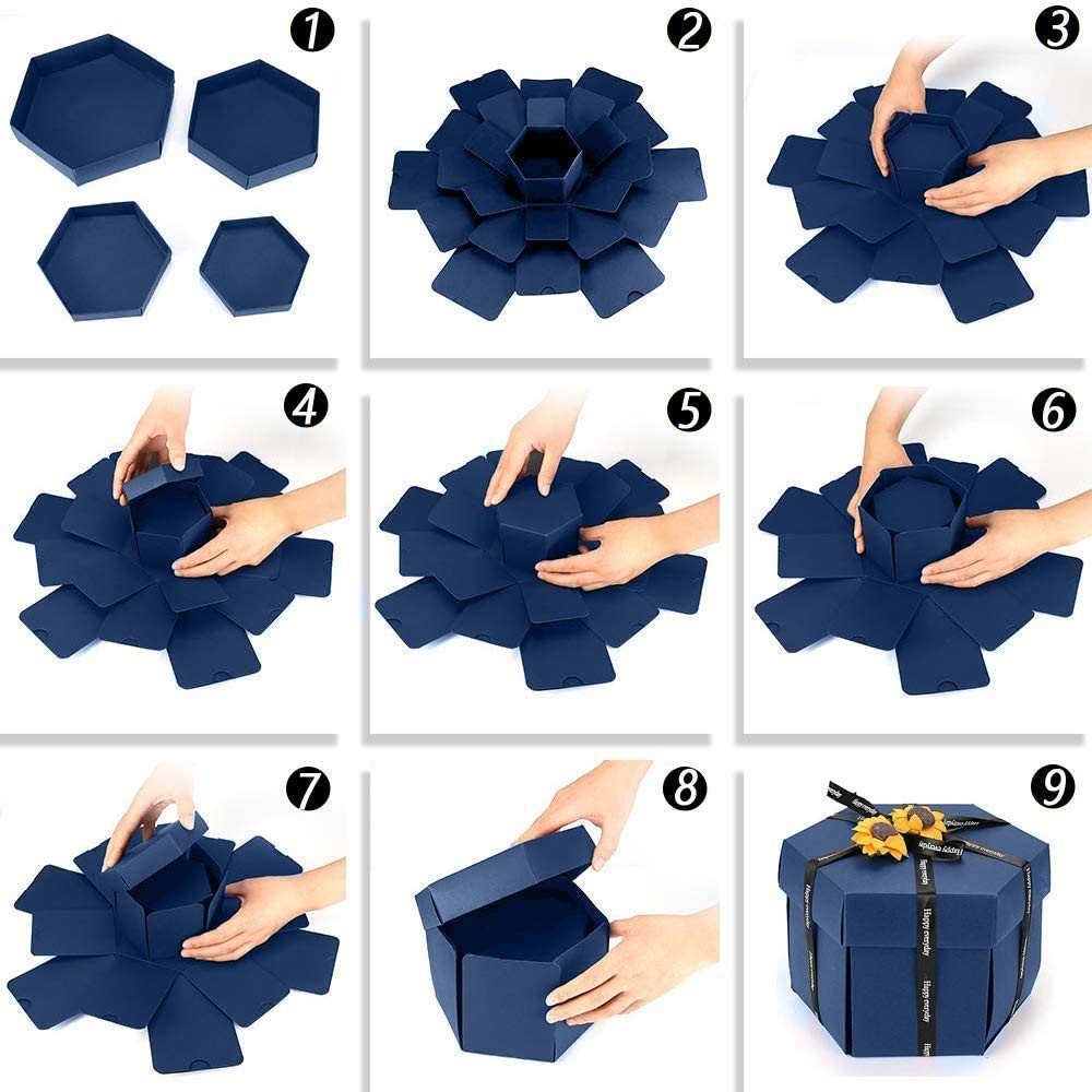 Explosion Box 16.7in x 14.2in DIY Gift Box with 6 Faces – Perfect