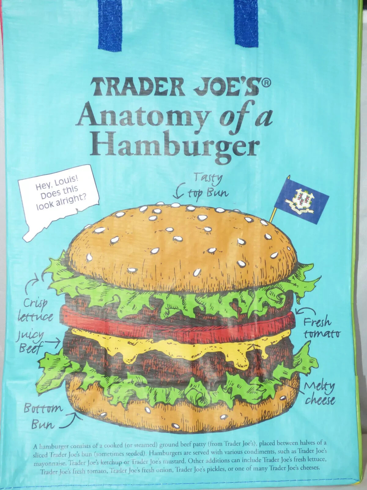 Trader Joe’s – Reusable State/Region Tote Polypropylene Bag – Connecticut 6Gal