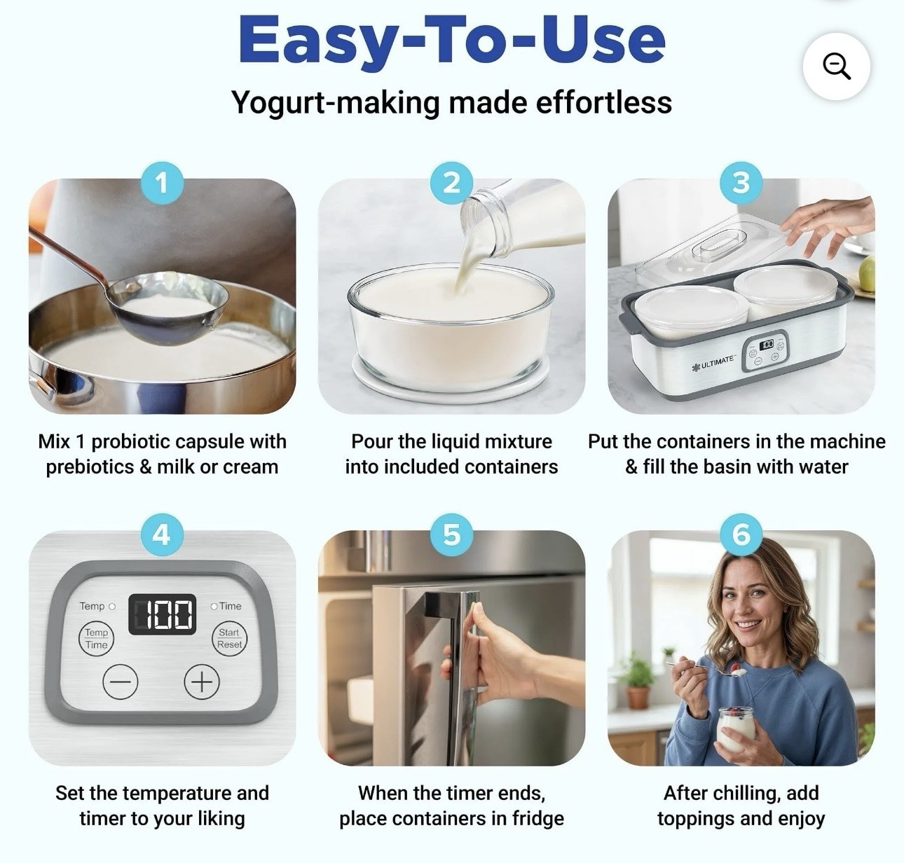 Ultimate Probiotic Yogurt Maker with Adjustable Temperature & Time (2 bowls)