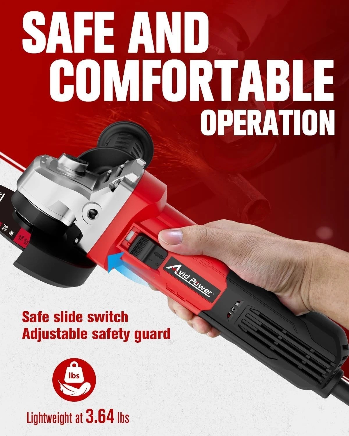 Angle Grinder, 7.5-Amp 4-1/2 inch Electric Grinder Power Tools with Grinding …