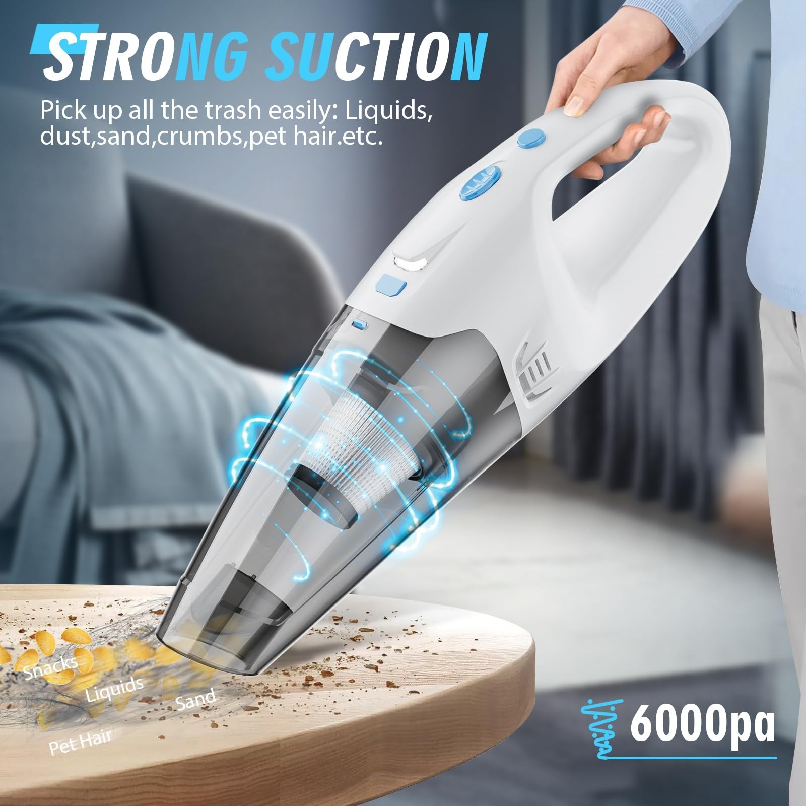 Handheld Vacuum Cordless, 6KPA Strong Suction & 25 Mins Runtime, 1.6lbs Light…