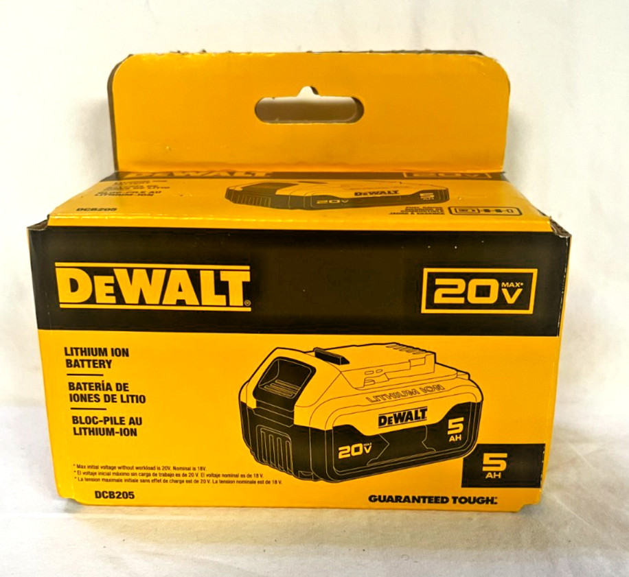 DEWALT DCB205 20V MAX Premium Lithium-Ion 5.0Ah Battery -New In Retail Packaging