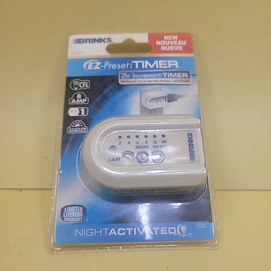 Brinks Ez Preset Timer 2hr Increment 8 AMP With Photocell Night Activated