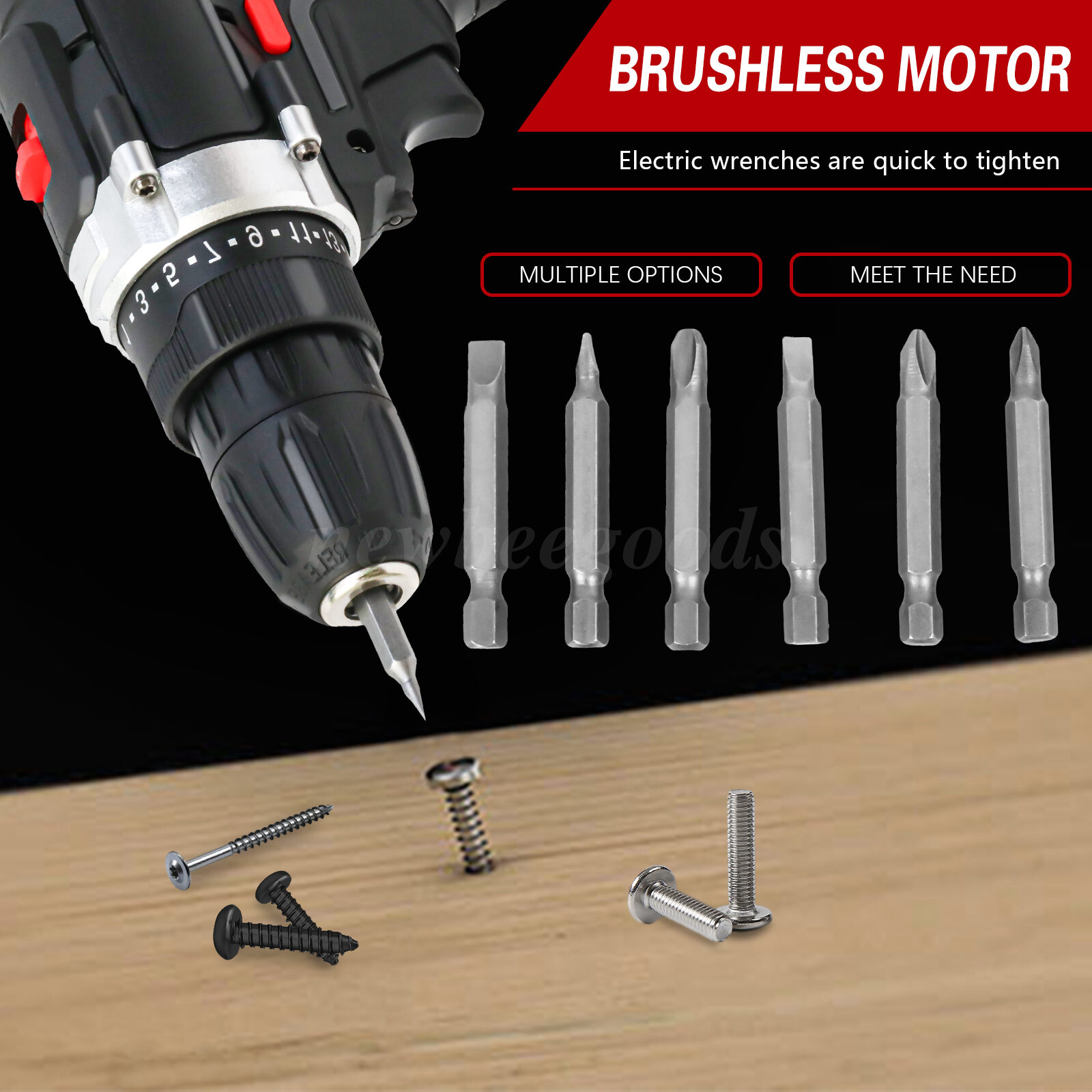 21V Electric Drill 3/8″ Power Cordless Screwdriver Drill Set with 2 Battery Kit