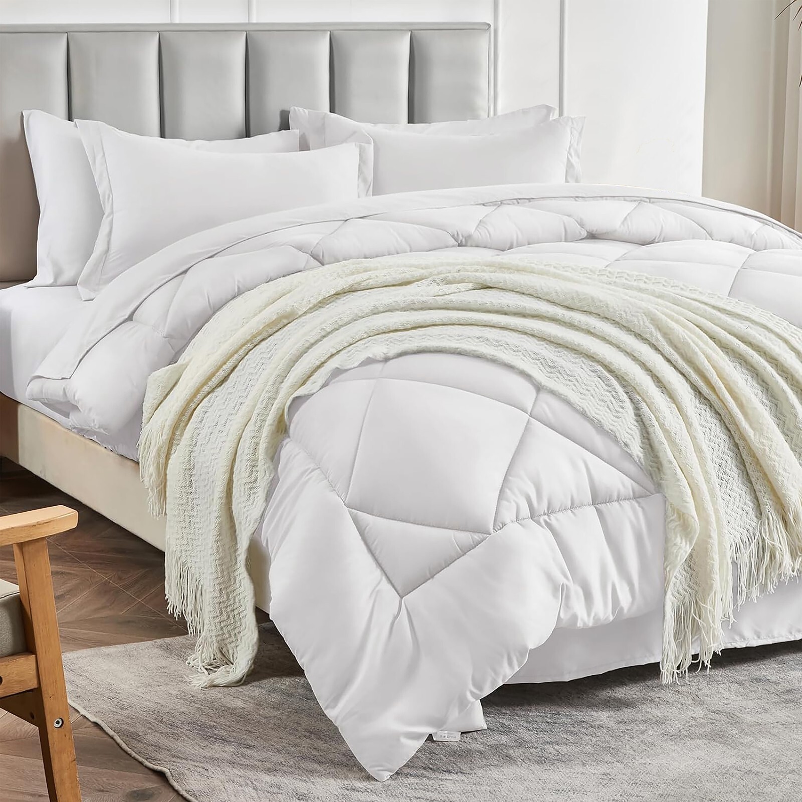 7 Piece Bed in a Bag Microfiber Comforter Set Twin/Queen/King Size Quilt Bedding