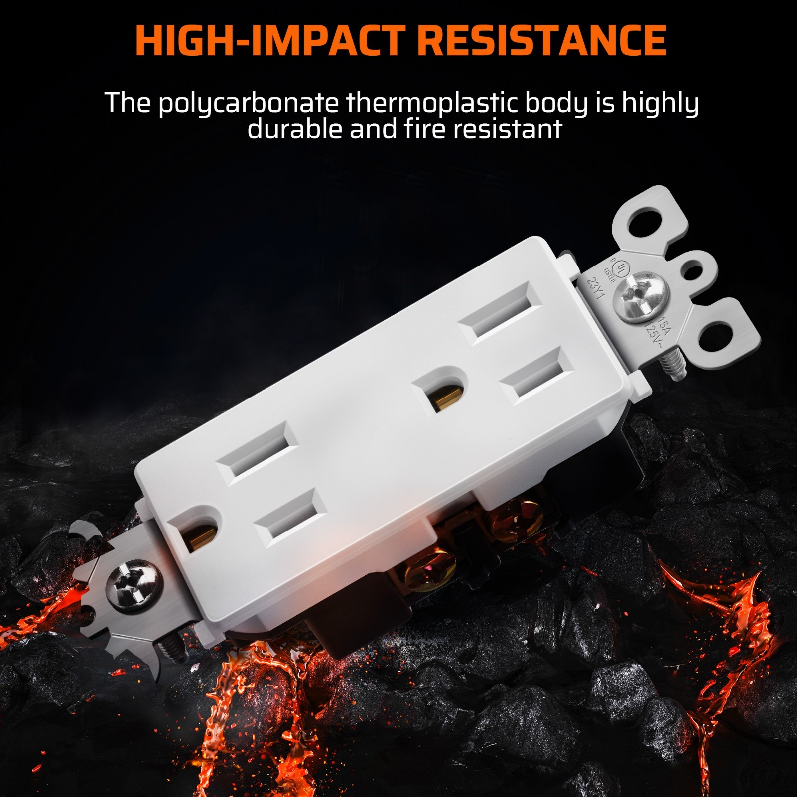 10 Pack Standard Electrical Outlet 15A Decorator Receptacle w/ Wall Plate White