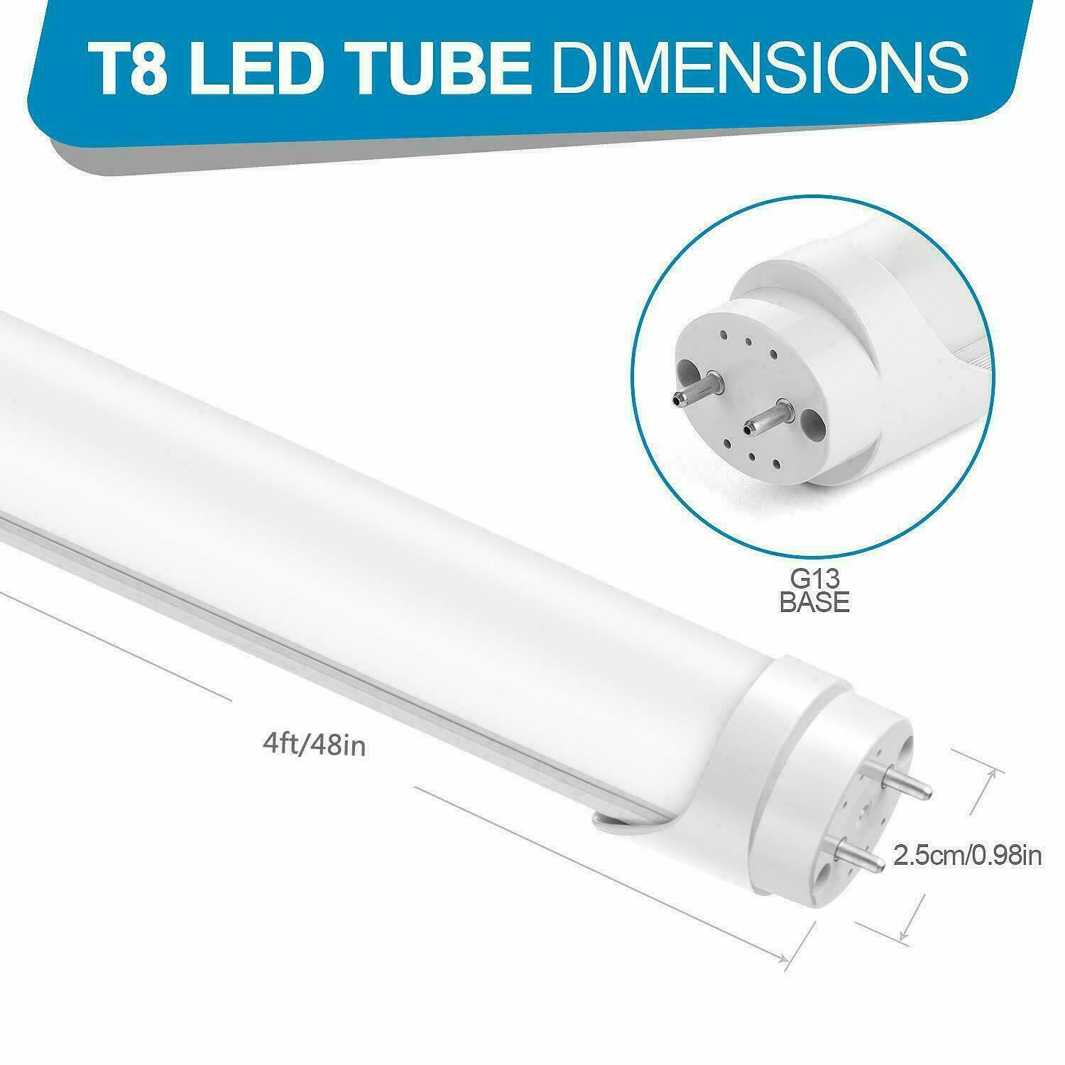 4FT T8 LED Tube Light Bulbs 22W 28W 60W G13 2-Pin 6500K LED Shop Lights Garage