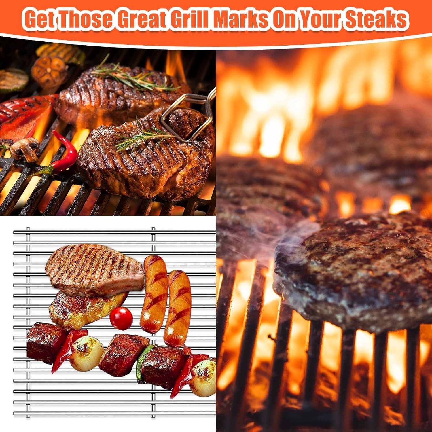 Stainless 304 Steel Kit Cooking Grates Heat Deflectors Flavorizer Bars Weber