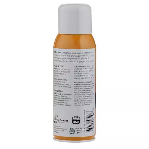 2-Pack OdoBan Real Citrus Orange Air Freshener 360 Continuous Spray, 10 Oz