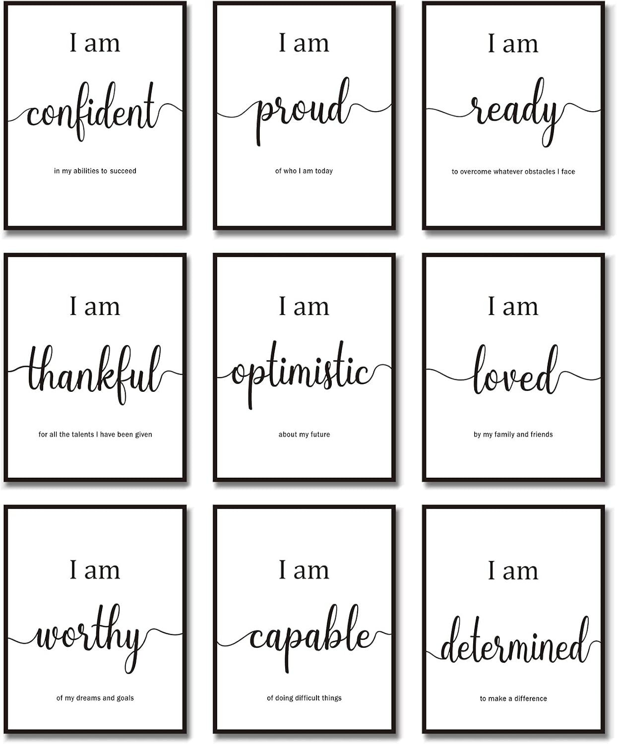 Inspirational 8×10 Wall Décor – 9-Piece Motivational Quote Set for Any Room