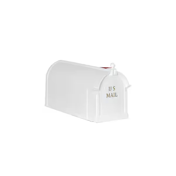 Ambrose White Post Mount Mailbox Large Plastic Residential Home Mail Box