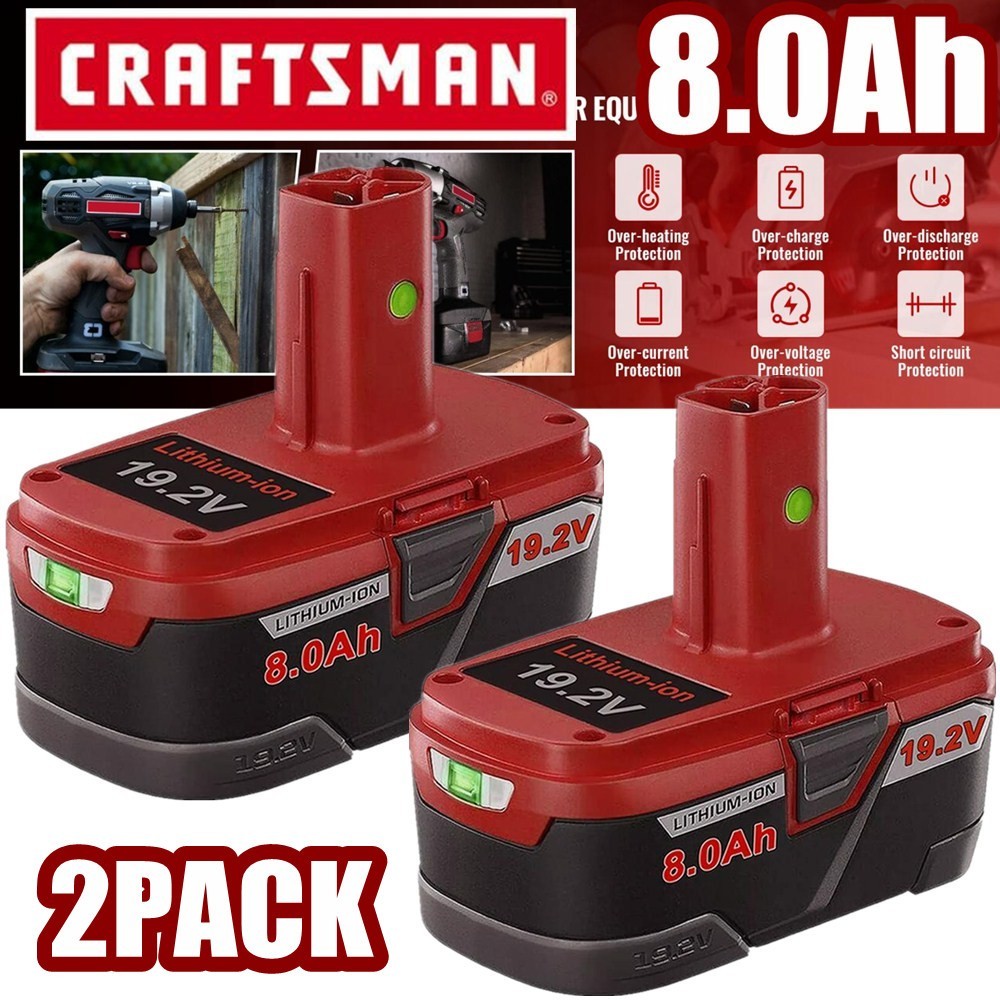 2pack 19.2Volt 8.0Ah For Craftsman C3 DieHard Lithium XCP Battery /Charger 11375