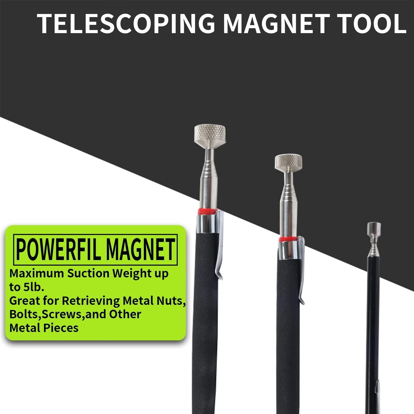 5pcs Magnet Pickup Tool Stick Telescoping Include 8 lb Grabber Extend