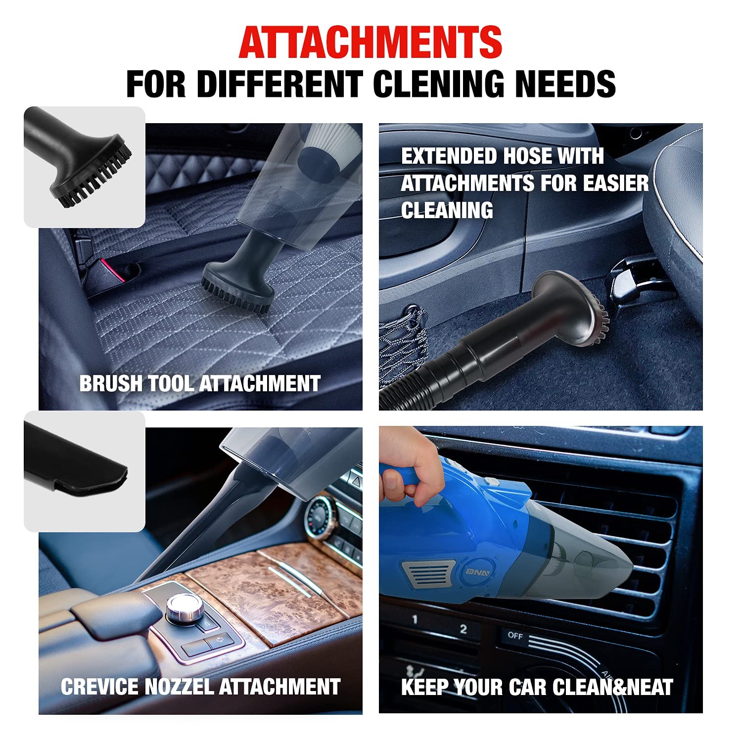 Dna Motoring Tools-00183 Portable Handheld High Power Mini Corded 2 In 1 Vacuum