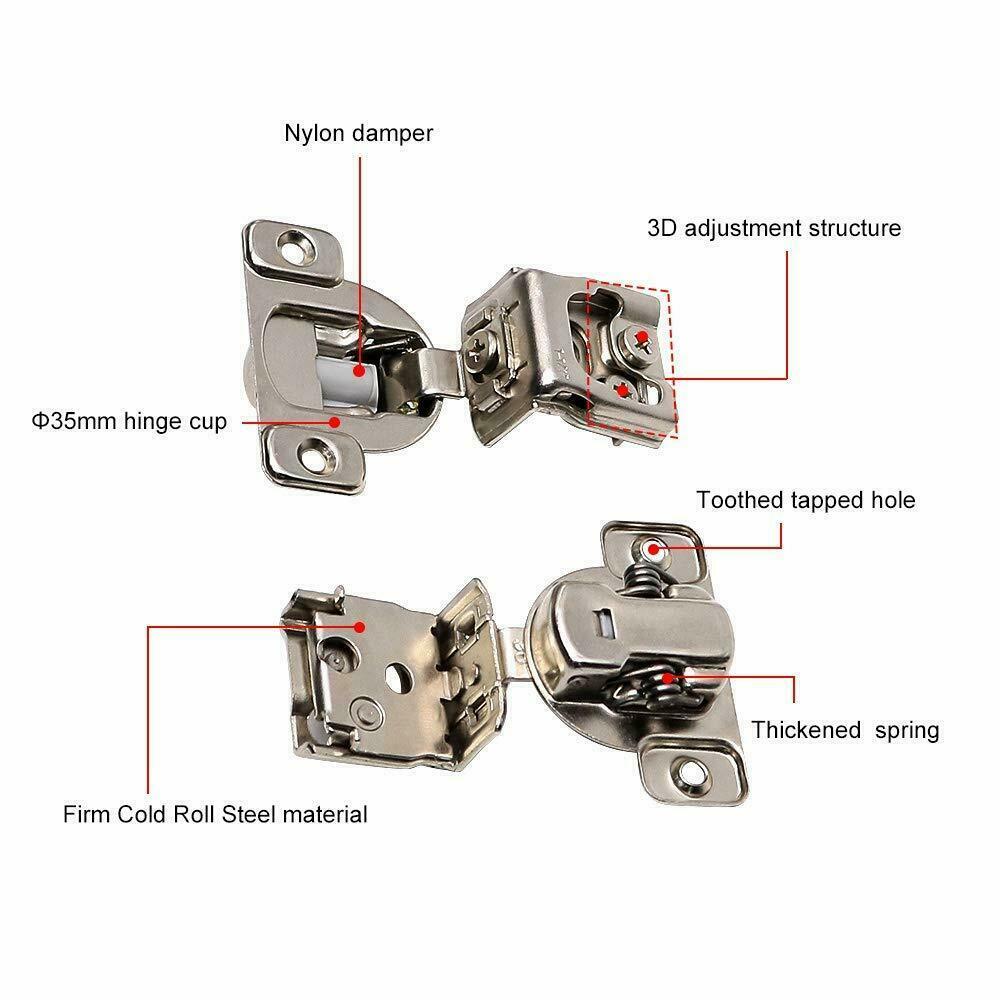 Soft-Closing Compact 1 1/4″ Overlay 105° Hinge Kitchen Cabinet Hardware