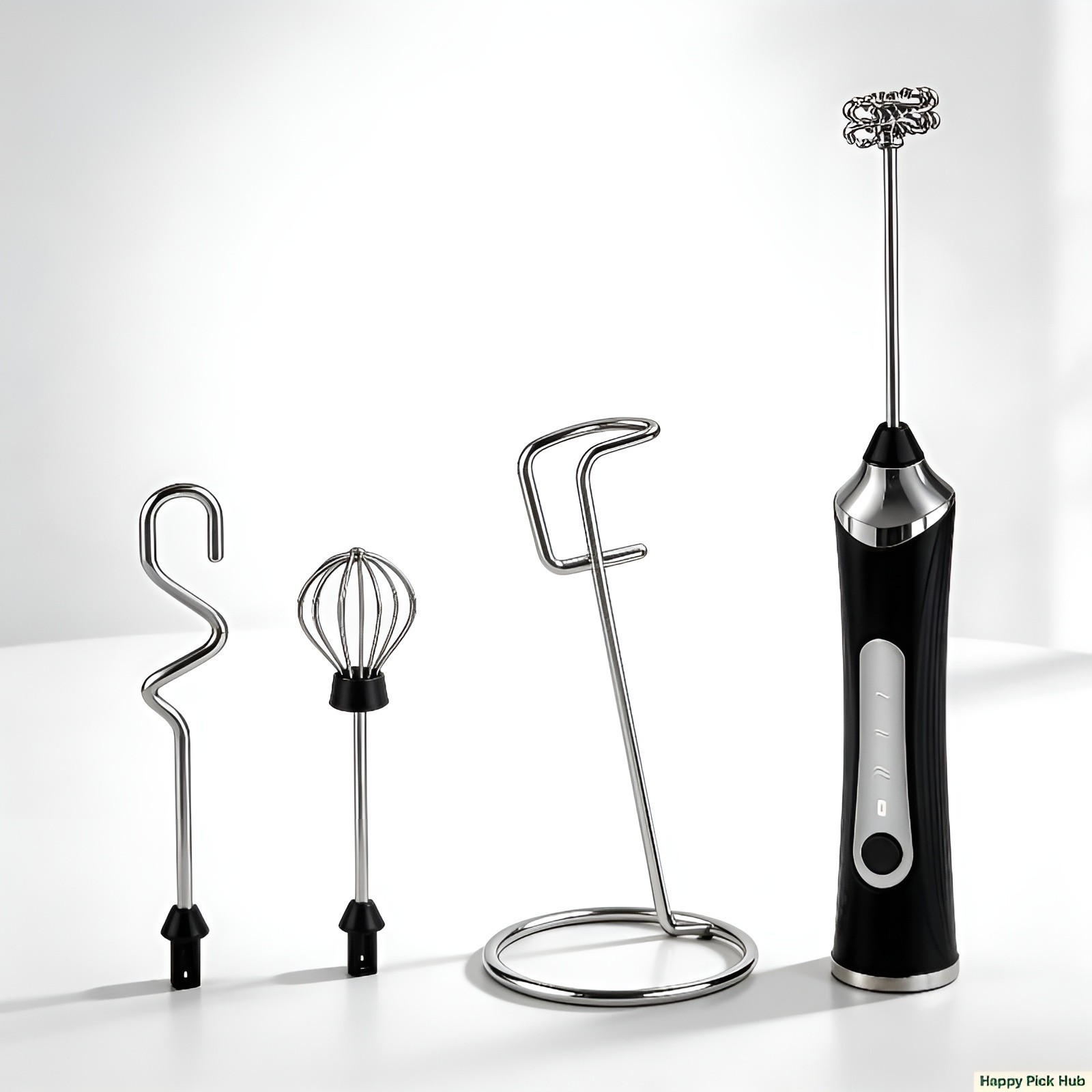Electric Milk Frother Egg Beater Rechargeable Handheld Mixer w/ Stand