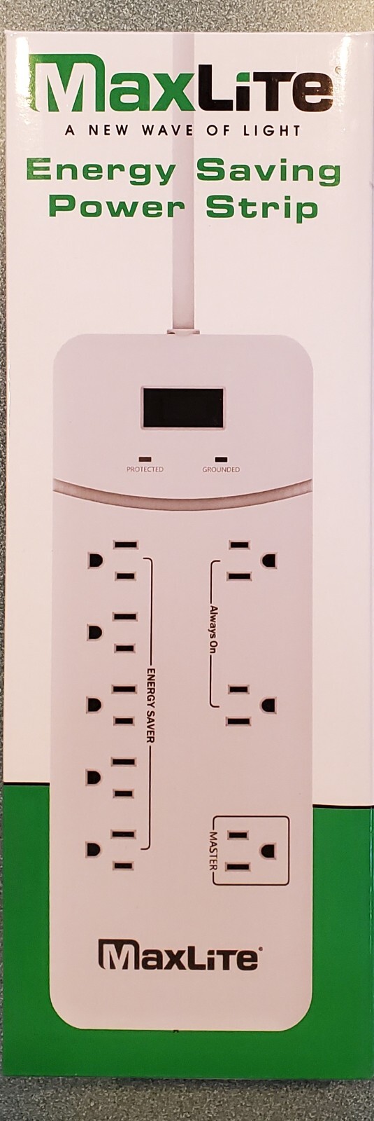 New MaxLite 8 Outlet Energy Saver Power Strip with Surge Protection Heavy Cord!