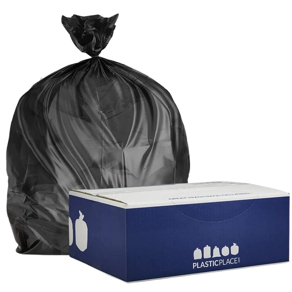Plasticplace 12-16 Gallon Trash Bags – Black, Case of 250 Garbage Bags