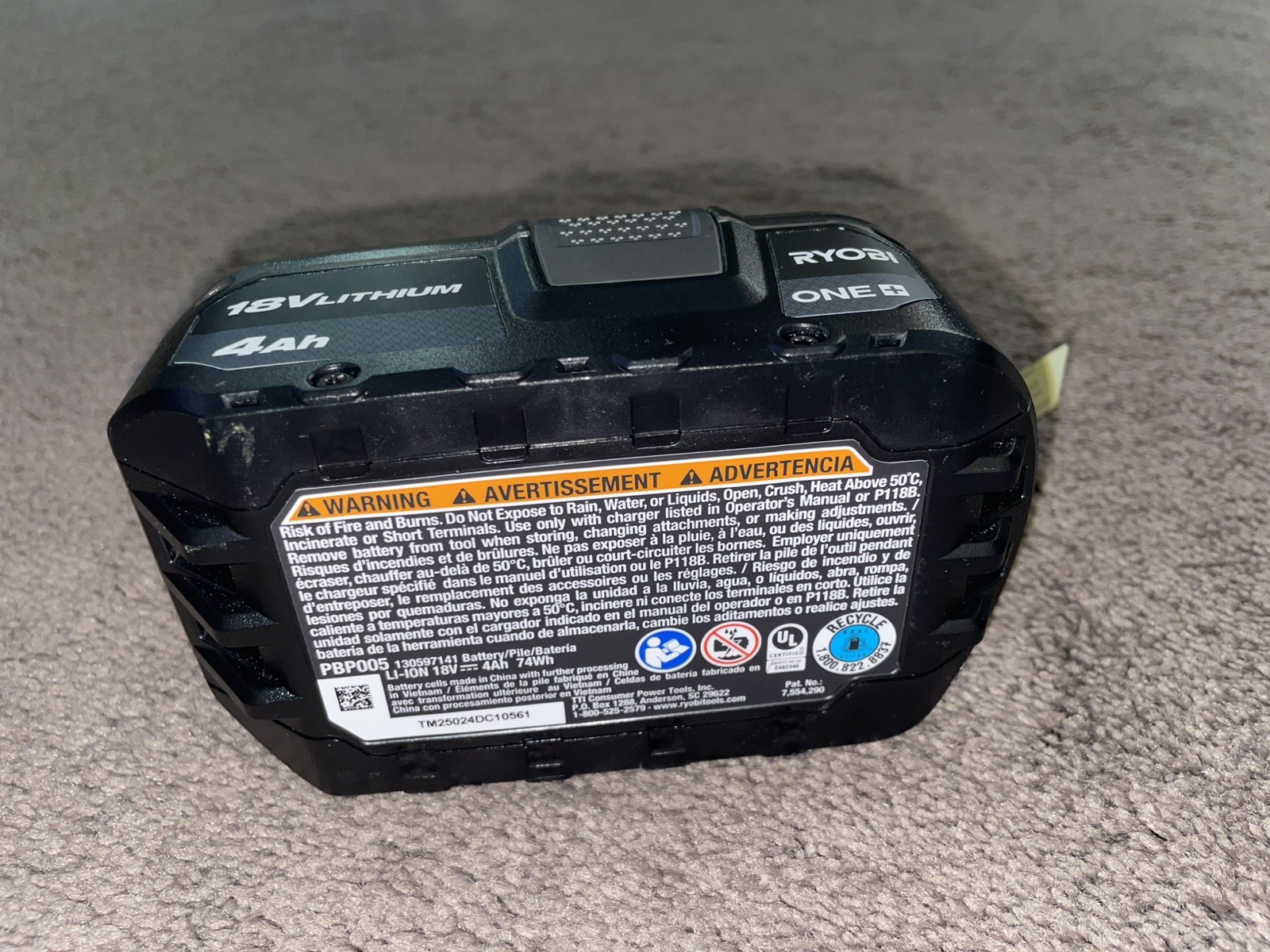 RYOBI ONE+ 18V 4.0 Ah Lithium-Ion Battery PBP005 (OB)