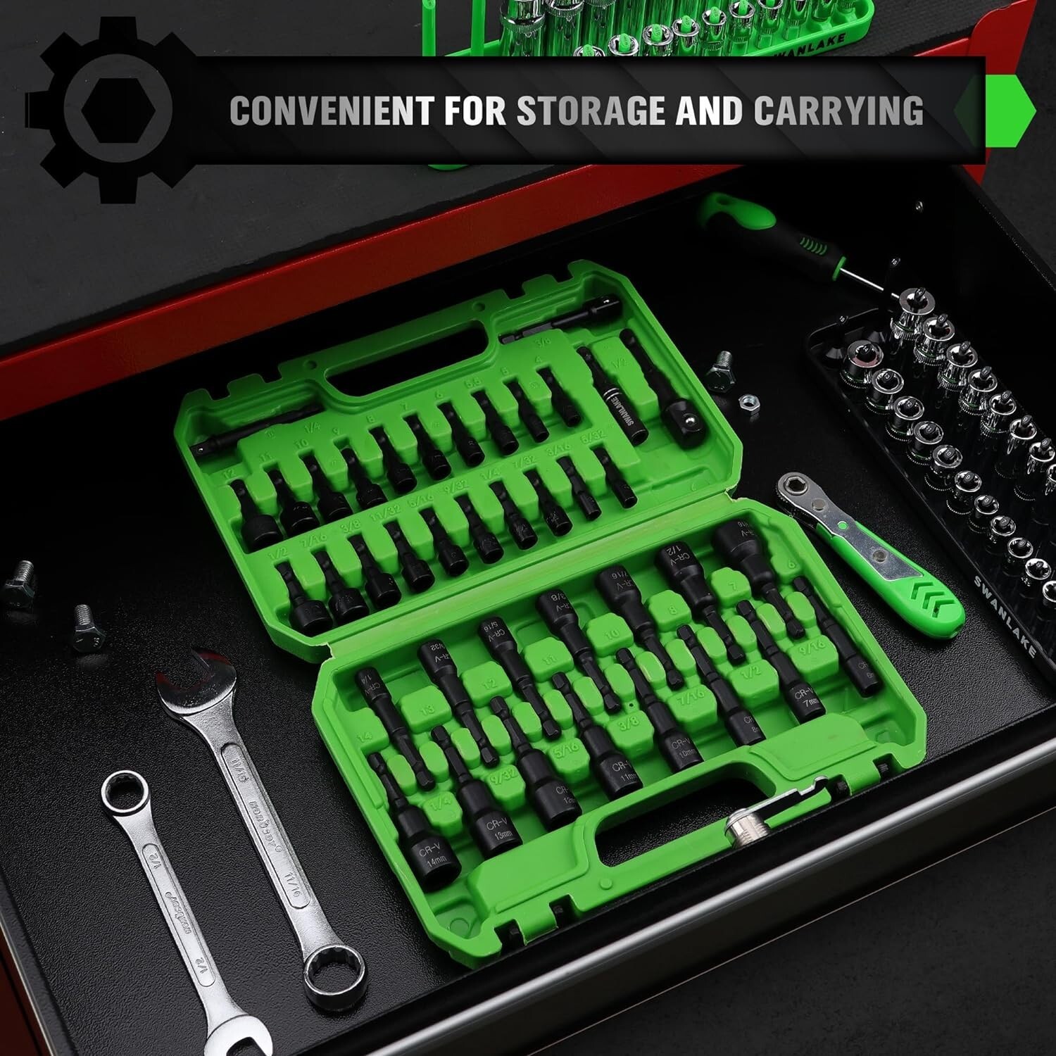 39PCS Magnetic Hex Nut Driver Master Kit,1/4″ Quick-Change Hex Shank, SAE&Metric