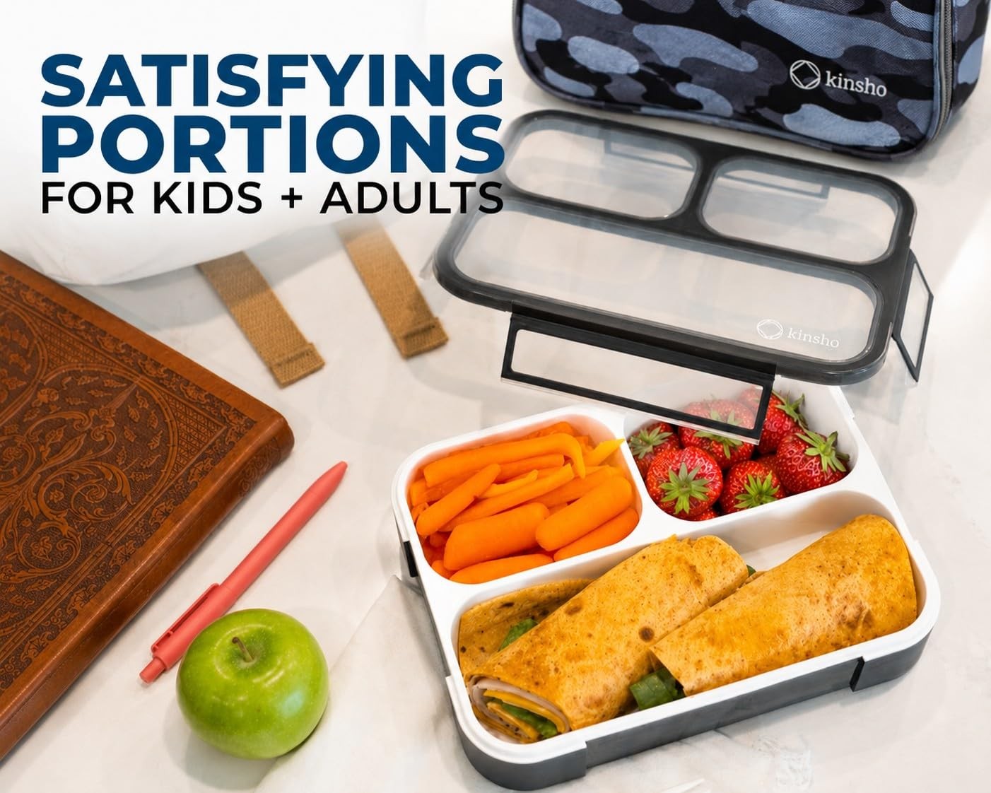 Camo Lunch Boxes for Boys Teens Adults – Bento Box Set with Insulated Bag and…