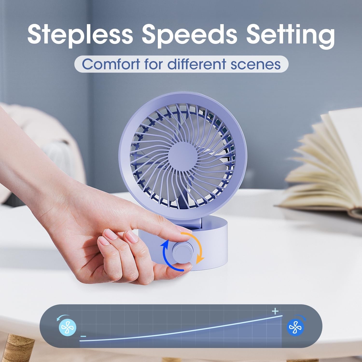 USB Desk Fan Small Quiet, Stepless Speed Mini Fans for Home Office Dorm Deskt…