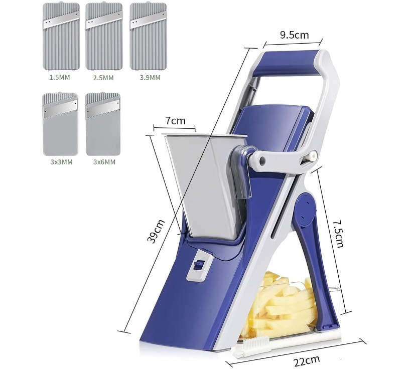 Safe Multifunctional Mandoline Slicer 5 in 1 Vegetable Chopper, Pro Food Chopper
