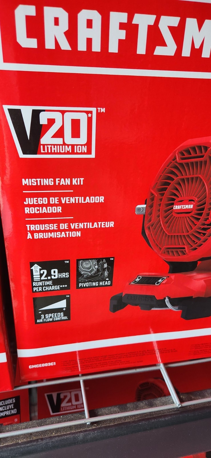 Craftsman V20 Misting Fan KIT +Battery +Charger 3-Speed Portable Bucket Top