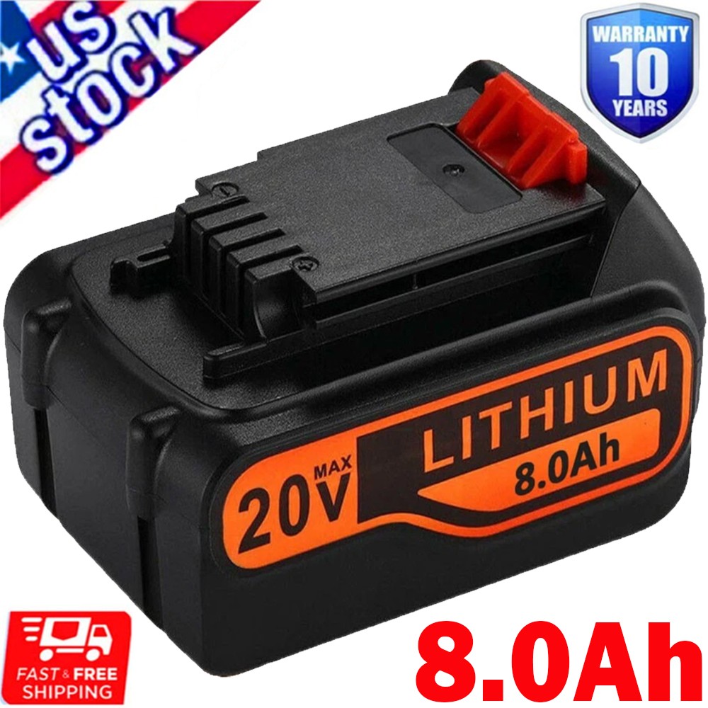 8.0Ah 20V 8.0AH Lithium Battery for Black Decker 20 Volt LB2X4020 LBX20 LBXR20