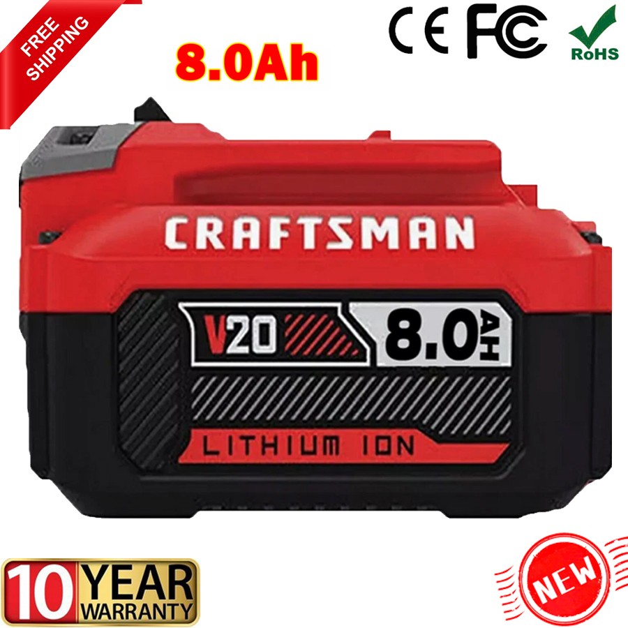 8.0Ah Original For Craftsman V20 20 VMAX Lithium Battery CMCB204 CMCB202 CMCB206