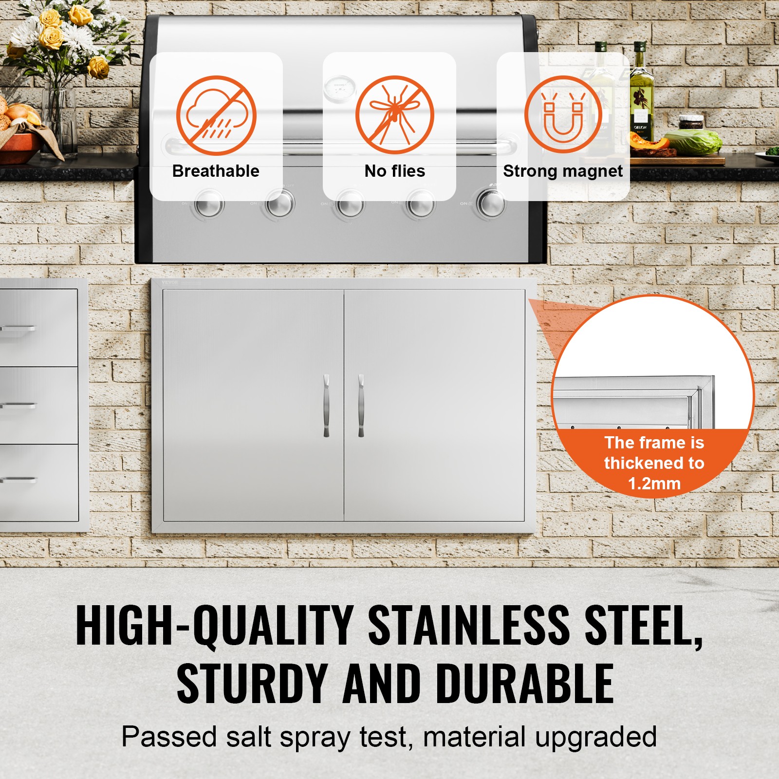 VEVOR 39×26 Inch BBQ Island Access Door Outdoor Kitchen Door Stainless Steel