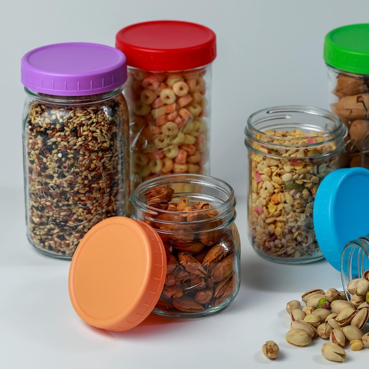 9Pcs Mason Jar Lids, Regular Mouth Plastic Mason Lids, Leak Proof Canning Lid