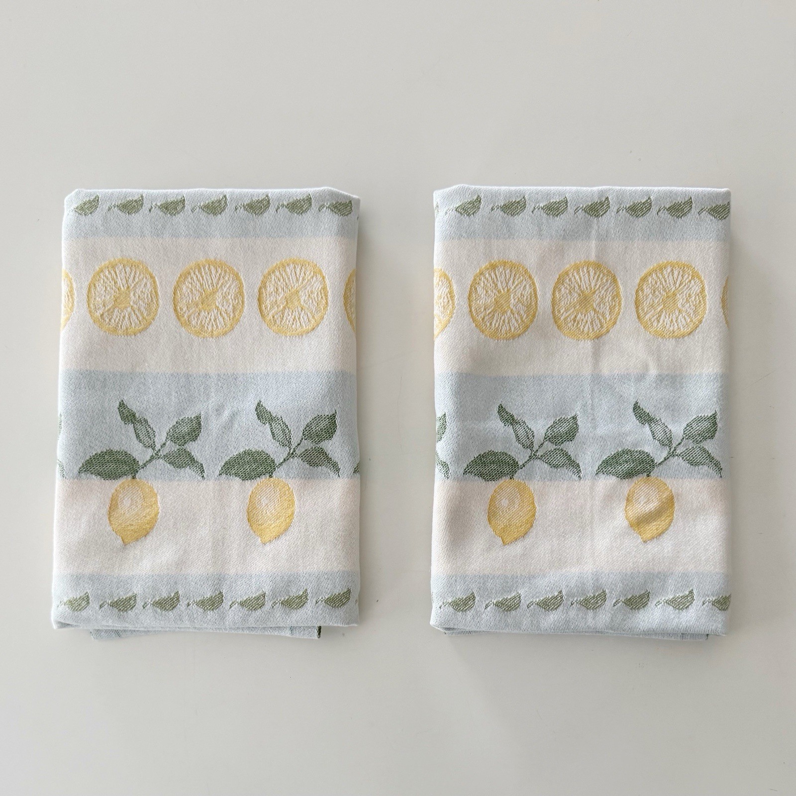 Set 2 MIERCO for EKELUND Sweden Cotton Towel : Lemon + Olive / Yellow + Green
