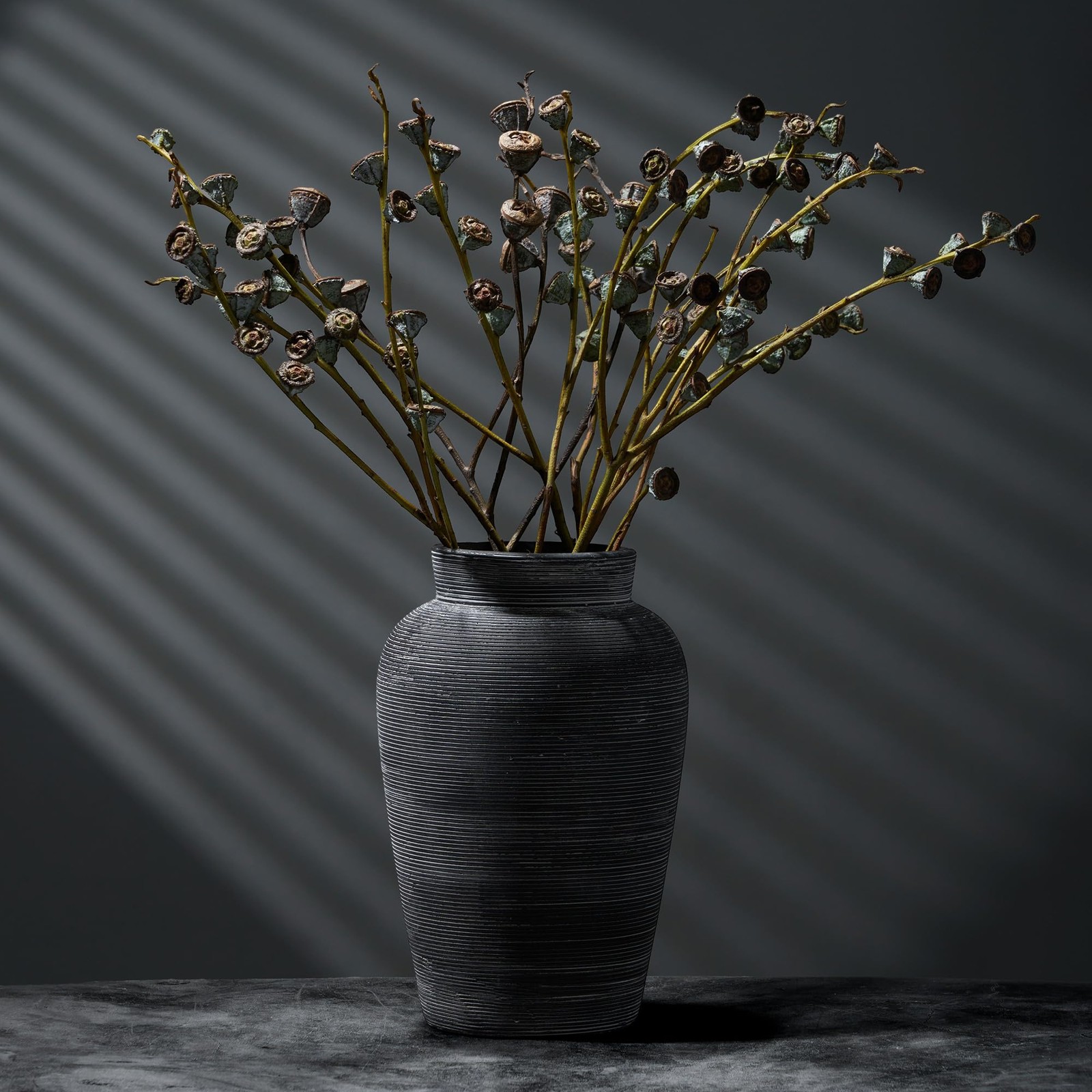 INFINITENDER Large Ceramic Rustic Vase,10 inch Minimalist Large, Black